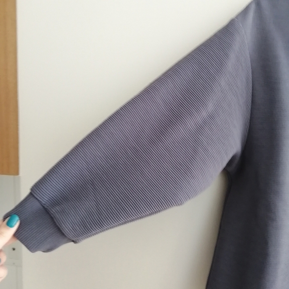Anthropologie Varley Hewitt Ribbed Ottoman Knit Crewneck Sweatshirt in Slate M - Picture 6 of 16